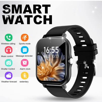 [Smart Watch]Full Touch Smartwatch: Supports Wireless Calling, Step Counting, Music Control, Games And Fitness Functions, Compatible With Android/IOS Phones, Suitable For Men And Women. Equipped With 180mAh Battery, Ideal Gift Choice For New Year, Valentine's Day, Easter, Mother's Day, Father's Day, Halloween, Thanksgiving And Christmas.