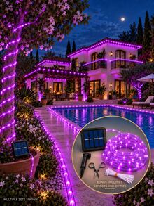 Solar Garden Rope Lights, 7m 50 LEDs / 12m 100 LEDs / 22m 200 LEDs ...