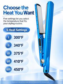 Blue Flat Iron Hair Straightener And Hair Curling Iron For Hair, Hair Curler For Hair And Hair Curlers, Curling Hair Tool And Hair Tools For Styling, Hair Salon Equipment And Hairstylist Essentials, Hair Curl And Curls For Curly Styles And Hair Care - Royal Blue - View 3