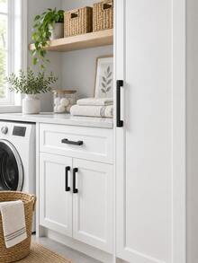 6pcs Black Plastic Cabinet Handles, Suitable For Kitchen, Vanity Drawer, Wardrobe Door And Other Furniture - Multicolor - View 7