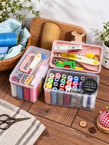 Portable Sewing Kit, Sewing Tool Box, Can Store Needles, Threads, Scissors And Other Essential Sewing Supplies, Suitable For DIY Clothing Making, Patch Repair And Quick Fixes. - Multi-color - View 1