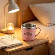 1pc Personalized Custom Small Water Cup, Customizable Text Name, 304 Stainless Steel Material, With Handle Anti-Scald Drinking Cup, Suitable For Daily Use, PP Shell Lightweight, Multiple Fresh Color Options, Home Dormitory Drinking Mug - Multicolor - View 9