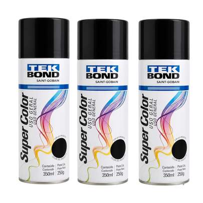 Tinta Spray preto brilhante  Secagem Rápida Artesanatos Metais Mdf Color 350ml