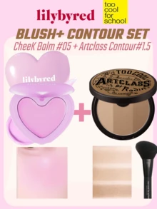 Too Cool for School K-Beauty Luv Beam Blush Cream + Matte Contour Palette, Smooth Texture, Radiant Glow, Velvet Finish Blush, Includes Brush And Mirror, Korean Style Makeup Set - Blush & Contour Glow Set - View 1