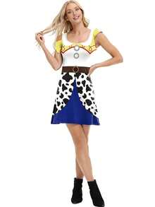 Women's Roleplay Dress, Cartoon Cow Print Sleeveless Dress, Suitable For Halloween And Comic Con - White - View 1