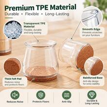 Silicone Chair Leg Caps With Felt Lining, Non-Slip, Noise-Reducing, 8pcs/16pcs/24pcs Optional Sizes, Transparent Silicone Material, Floor Protector. Suitable For Kitchen, Bedroom, Living Room - Transparent and Light Brown - View 3