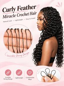 Rambut Keriting 18 Inci 50 Helai dengan Simpul Ajaib, Rambut Crochet Tanpa Simpul Tak Terlihat, Rambut Crochet Gelombang Dalam yang Sudah Terpisah, Rambut Crochet Keriting untuk Wanita (1B, 18 Inci-50 Akar) - MultiWarna - View 2