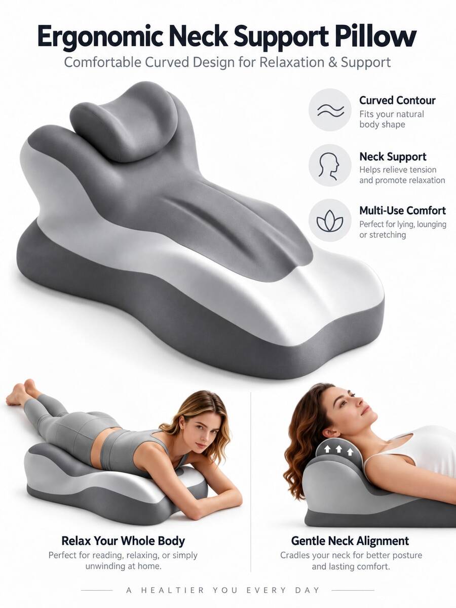 1pc Ergonomic Reading Pillow, Backrest Pillow, Memory Foam Wedge Pillow, Adjustable Neck Pillow, Multi-Position Support Cushion, Suitable For Stomach Sleepers And Sedentary People, Removable & Washable Pillowcase - Grey Pink Medium