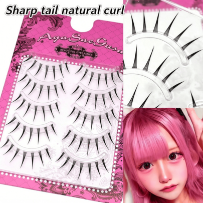 5 Pairs Japanese Anime Style Tapered Transparent Stem Invisible False Eyelashes, Natural Sweet Fresh, Soft And Lightweight, Portable For Dating And Travel