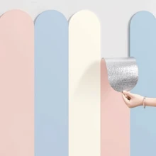 5pcs 5.9x23.62inch Wall Protection Film Geometric Arch Wall Panels, Self-Adhesive Semi-Circular Border Design, Multi-Color, Wipeable, For Bedroom, Living Room, Study, Easy Peel & Stick Removable - A - View 2