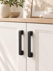 6pcs Black Plastic Cabinet Handles, Suitable For Kitchen, Vanity Drawer, Wardrobe Door And Other Furniture - Multicolor - View 12