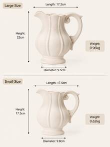 1pc White Ceramic Water Pitcher Vase With Handle And Wavy Spout, Textured Pottery Decorative Flower Vase, Vintage Farmhouse Style Home Decor, Suitable For Living Room, Entryway, Shelf, Mantel, Dining Table Centerpiece, Wedding And Housewarming Gift - Kettle Vase - View 11