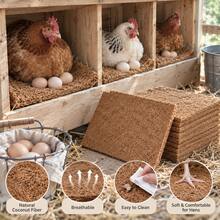 3/7/12pcs Coconut Palm Bedding Mats, Moisture Resistant & Insulating Nesting Pads For Hens, Birds, Rabbits, Reptiles & Hamsters, Reusable Poultry Bedding Material For Egg Production, Natural Nesting Box Liners For Chicken Coops & Pet - A - View 6