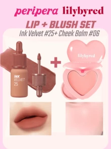 lilybyred K-Beauty Peripera Luv Beam Blush Cream + Ink Velvet Liquid Lipstick, Smooth Texture, Glossy Finish, Velvet Blush, High Pigment, Korean Makeup Set - Blush & Lip Glow Set - View 1