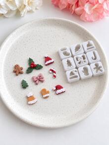Christmas Snowman Clay Cutters For Earrings, Festive Acrylic Polymer Clay Earring Cutter Mold, Layered Body, Hat Shape, Earring Making Supplies - White - View 2