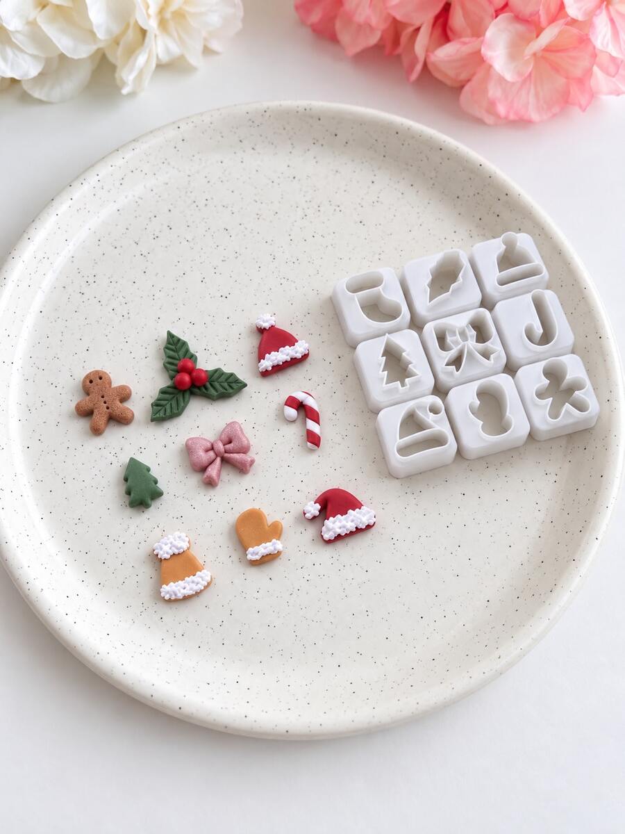Christmas Snowman Clay Cutters For Earrings, Festive Acrylic Polymer Clay Earring Cutter Mold, Layered Body, Hat Shape, Earring Making Supplies - White - View 1