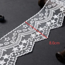 1/3 Yards Vintage Floral Embroidered Lace Trim, Scalloped Edge Lace Ribbon With Star, Heart & Flower Patterns, Decorative Mesh Lace For DIY Sewing, Clothing, Dresses, Skirts, Cuffs, Collars, Wedding Decor, Craft Projects & Home Decoration - Multicolor - View 4