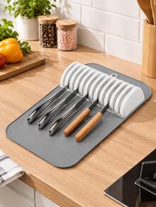 Giá cắm dao silicone 11 khe, kệ lưu trữ dao để bàn bếp, giá treo dao nhà bếp tiết kiệm không gian - Màu đặc - Xem 4