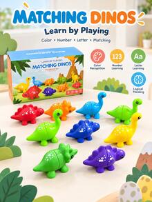 Dinosaur Letter Matching Plug-In Toy Children Cognitive Letter Number Pattern Educational Assembly Early Learning Toy Children Dinosaur Plug-In Matching Toy Letter Number Pattern Cognitive Hands-On Assembly Educational Teaching Aid - Multicolor - View 6