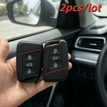 2pcs Durable Remote Car Key Cover, Compatible With VW Passat B8 Magotan Superb A7 Kodiaq Car Remote Key Case - Multicolor - View 3