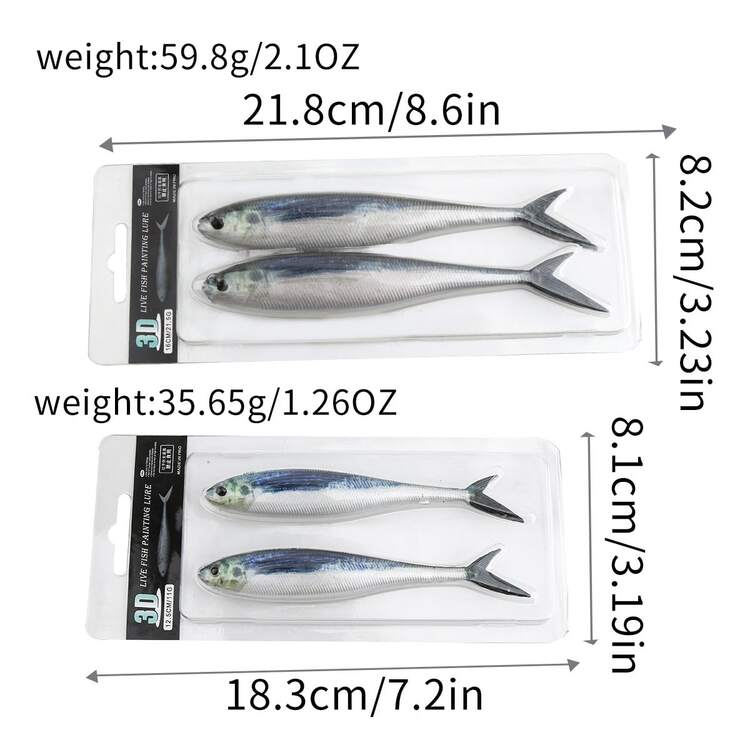 4件組 3D仿真軟餌釣魚假餌，逼真假魚餌，適用於鱸魚海釣大魚，釣魚愛好者聖誕禮物 - 彩色 - 查看 3