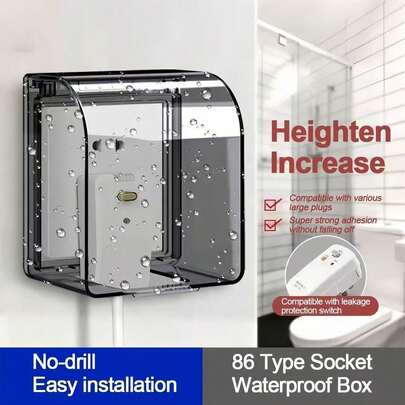 Wall-Mounted Switch Protective Cover, Self-Adhesive Large Plastic Outlet Waterproof Box, 86 Type Splash-Proof Box For Bathroom