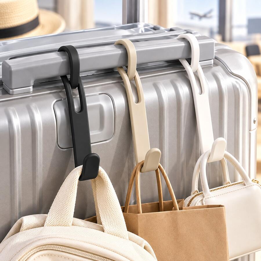 1pc Portable Luggage Hook Travel Gadget, Milk Tea Anti-Spill, Clothes Storage, Multi-Function Use - View 1