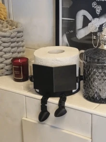 1pc Creative Reading Figure Toilet Paper Holder, Cute Doll Shaped Toilet Paper Storage Rack, Fun Decorative Tissue Holder, Suitable For Bathroom, Toilet And Home Decor, Minimalist Floor Standing Tissue Dispenser, Home Bathroom Decoration - Multi-color - View 7