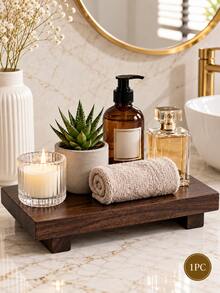 Wooden Base Display Stand, Suitable For Bathroom, Kitchen Sink, Soap Dish, Candle Holder, Plant Stand, Farmhouse Style Bathroom And Kitchen Decor, Home Bathroom Decor, Bathroom Storage, Autumn Decor, Back To School Decor - One Size - View 2