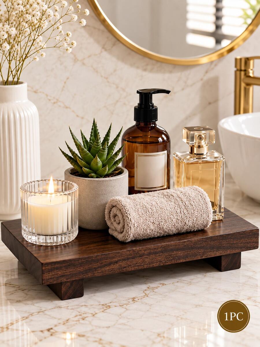 Wooden Base Display Stand, Suitable For Bathroom, Kitchen Sink, Soap Dish, Candle Holder, Plant Stand, Farmhouse Style Bathroom And Kitchen Decor, Home Bathroom Decor, Bathroom Storage, Autumn Decor, Back To School Decor