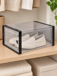 12/6/1pc Large Shoe Box, Back To School, Stackable Modular Shoe Box, Transparent Plastic Shoe Box With Lid, Shoe Display Box, Stackable Transparent Shoe Storage Box, White, Black, Grey - View 7