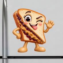 Winking Peanut Butter And Jelly Sandwich Fridge Magnet, A Childhood Lunchbox Memory For Cheerful Kitchen Moments For All Metal Surfaces Throughout The Home - A - View 2