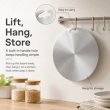 1pc/2pcs/3pcs/Household And Outdoor Stainless Steel Round Cutting Board, Wear-Resistant And Mold-Proof Chopping Board, Multi-Functional Vegetable Cutting Board, Large Dough Rolling Board, Steak Defrosting Board - Stainless Steel Color - View 4