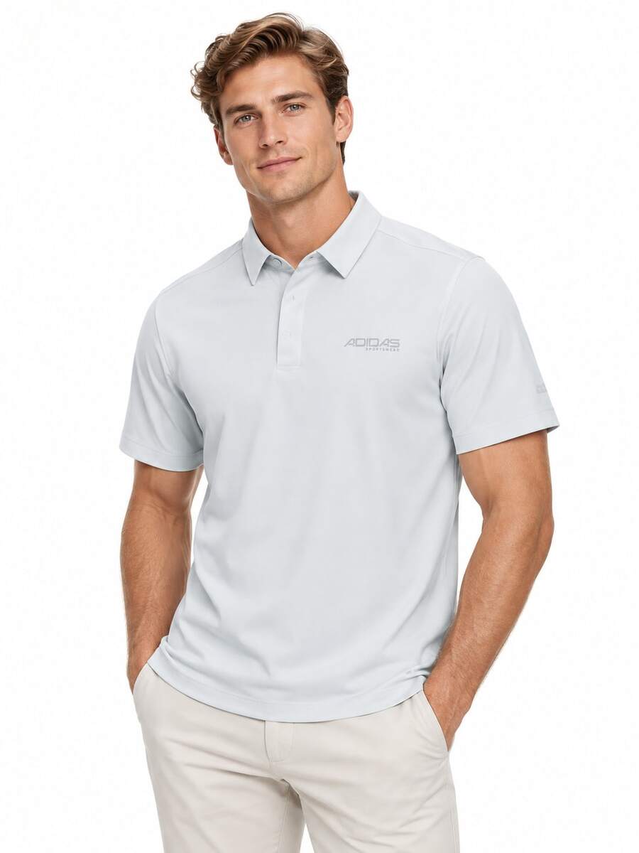 Adidas Kemeja Polo Kasual Baru Bahan Sutra Es Cepat Kering dengan Kerah, Lengan Pendek untuk Pria - Light Grey - View 1