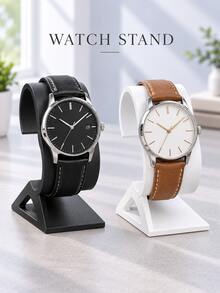 Curved Watch Display Stand, Single Wristwatch Holder For Bedroom Dresser, Vanity & Retail Display, Black Or White - Multicolor - View 1