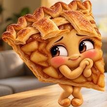 Shy Apple Pie Slice Fridge Magnet, A Homemade Dessert Story For Cozy Family Kitchen Moments For All Metal Surfaces Throughout The Home - A - View 1