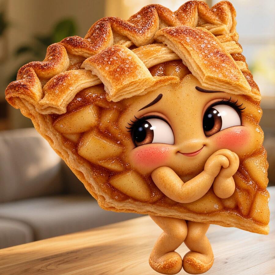Shy Apple Pie Slice Fridge Magnet, A Homemade Dessert Story For Cozy Family Kitchen Moments For All Metal Surfaces Throughout The Home - A - View 1