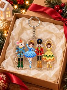 2D Christmas Theme Nutcracker Keychain, Christmas Keychain, Christmas Tree Hanging Electrostatic Soldier Figure Bag Charm, Nutcracker Dancing Bag Pendant, Suitable For Desktop Decoration, Creative Holiday Gift For Lovers And Friends, Best Christmas Gift. - Multicolor - View 9