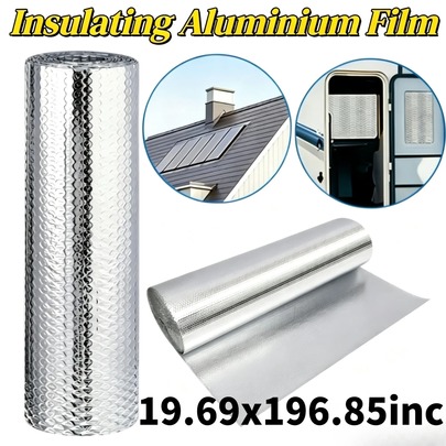 19.69 Inches X 196.85 Inches Premium Double-Layer Reflective Bubble Insulation Board - Flame Retardant, Summer Heat Insulation, Window Insulation, RV Window Insulation, Heat Reflective, Easy To Install, Durable, Weather-Resistant Insulation Solution