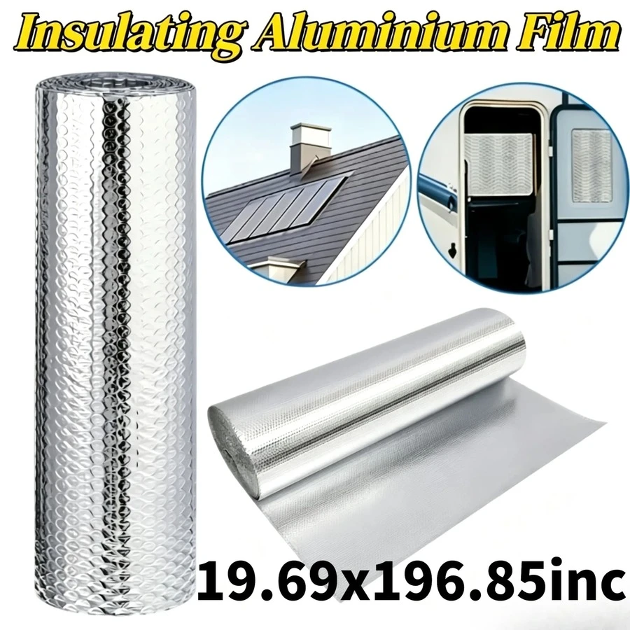 19.69 Pulgadas X 196.85 Pulgadas Panel de Aislamiento de Burbuja Reflectante de Doble Capa Premium - Retardante de Llama, Aislamiento Térmico de Verano, Aislamiento de Ventana, Aislamiento de Ventana de RV, Reflectante de Calor, Fácil de Instalar, Duradero, Solución de Aislamiento Resistente al Clima - 19,69 pulgadas x 196,85 pulgadas - Ver 1
