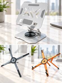 Foldable Laptop Stand, Adjustable Aluminum Alloy Laptop Base, Portable 360 Degree Rotating Computer Stand, Ergonomic Desktop Stand, Suitable For Macbook Laptop Tablet, Height Adjustable Heat Dissipation Design, Travel Office Workstation Accessory, Universal Device Stand - View 3