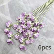 3件/6件裝逼真人造甜豌豆花，栩栩如生仿真鐵絲筷花束，婚禮訂婚塑料花卉裝飾，居家裝飾人造植物，高品質抗氧化耐用，工藝精湛，適用於婚禮布置、新娘花束、花園、庭院與家居裝飾，情人節、復活節、母親節、父親節最佳禮物 - 彩色 - 查看 13