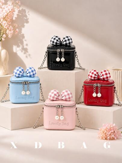 XD Bolso Bandolera Estilo Princesa con Lazo para Niñas, Bolso Pequeño Versátil, Decoración de Lazo Llamativa en el Body, Diseño Lindo y Adorable, Ligero y Compacto, Puede Almacenar Monedas, Accesorios para el Cabello, Pequeños Adornos, Adecuado para Compras Diarias, Salidas de Vacaciones, Reuniones de Fiesta, Regalos de Día de San Valentín/Halloween