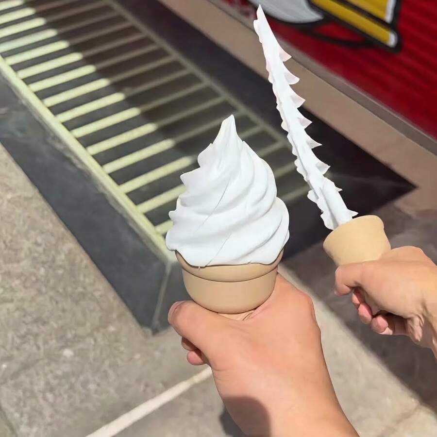 1pc Surprise Ice Cream Sword Toy, Retractable Realistic Soft Ice Cream Prank Prop, Funny Novelty Desktop Toy Gift - Multicolor - View 1