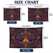2D Flat Pattern, 1pc, Tree Of Life Tapestry, Vintage Mandala Design, Tree Of Life, Sun, Moon, Flowers, Starry Sky Pattern, Glows Under Fluorescent Light, Suitable For Wall Decor, Hanging, Bedroom Backdrop Or Party Decoration - Multicolor - View 3