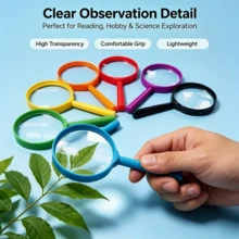 Colorful Handheld Magnifying Glass, Plastic Round Magnifier With Handle, Science Observation Tool For Nature Observation, Reading, Crafts, Multi-Color Gadget, Holiday Halloween Christmas Back To School Vacation Gift, Practical Tool For Teens And Adults, Seasonal Christmas Stocking Stuffer, Winter Celebration Choice - Multicolor - View 4