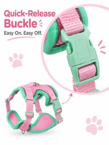 1pc Reflective Adjustable Dog Harness With Breathable Mesh, Thickened Top Handle, Double D-Rings And Quick-Release Buckle, Suitable For Small, Medium And Large Dogs, Pet Vest, Pet Harness And Leash Set, Decorative Pet Clothing - Multicolor - View 7