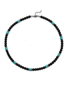 diffone Fashion Handmade 6mm Stone Bead Vintage Men's Short Beaded Necklace Party Jewelry - Men's Beaded Short Necklace - View 11