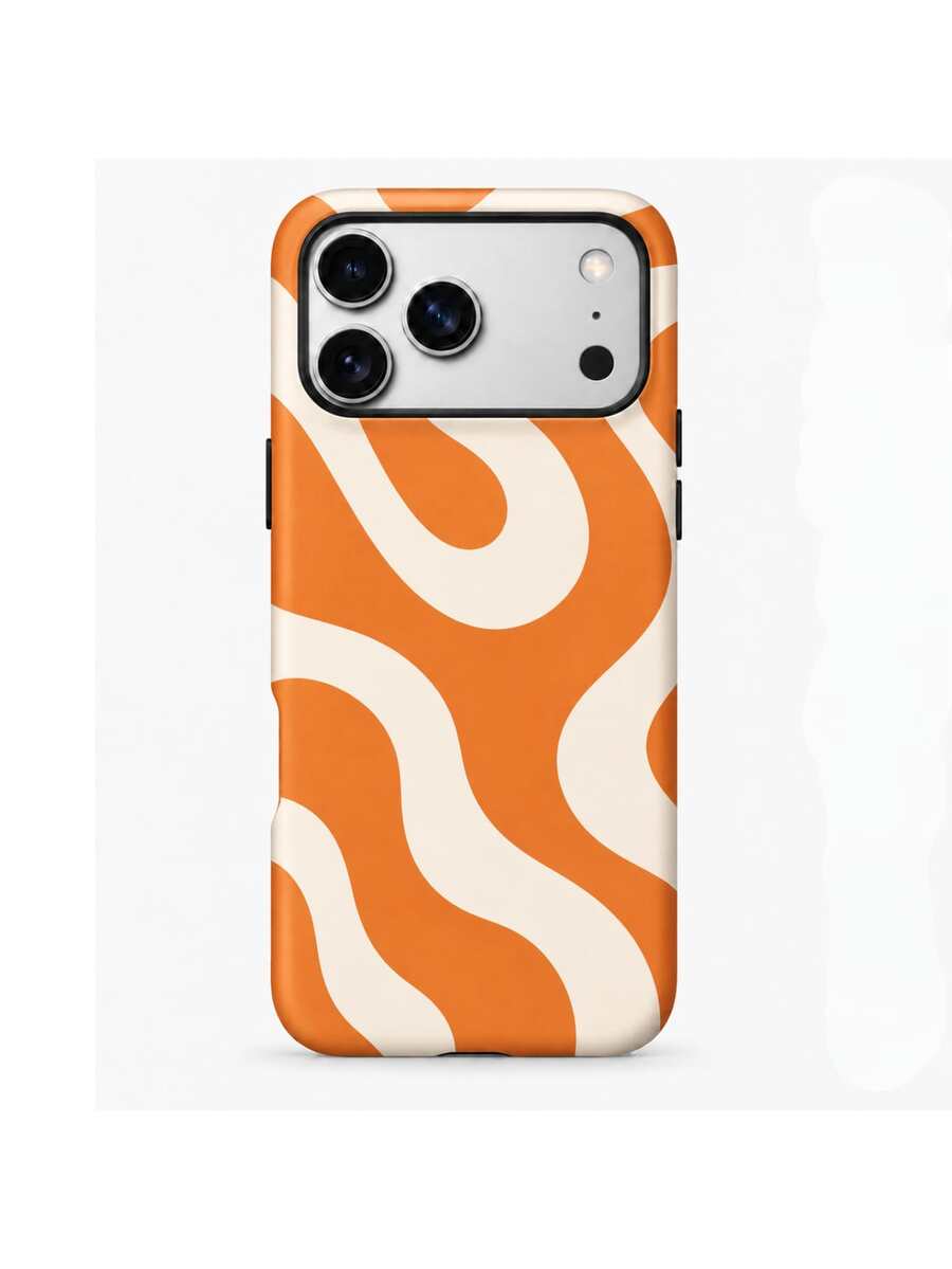 多色條紋手機殼,時尚薄膜與透明二合一亮面加厚保護殼,適用於 iPhone 12 13 14 15 16 17 18-FL-2LH - 橘色 - 查看 1