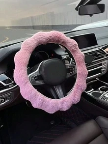 Wavy Faux Fur Car Steering Wheel Cover 38cm Universal Soft Fluffy Warm Plush Steering Wheel Protector Non-Slip Cute Wavy Car Interior Decoration Accessory Suitable For Women In Winter - A - View 9